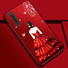 Funda Silicona Gel Goma Vestido de Novia Carcasa S01 para Realme X50m 5G Rojo