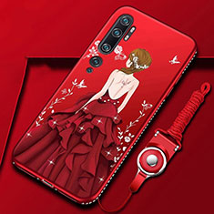 Funda Silicona Gel Goma Vestido de Novia Carcasa S01 para Xiaomi Mi Note 10 Pro Rojo
