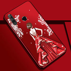 Funda Silicona Gel Goma Vestido de Novia Carcasa Z01 para Huawei Honor 20 Lite Rojo Rosa