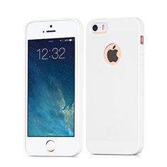 Funda Silicona Goma con Agujero para Apple iPhone 5S Blanco