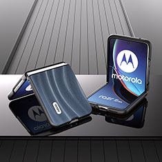 Funda Silicona Goma de Cuero Carcasa B03H para Motorola Moto Razr 40 Ultra 5G Azul