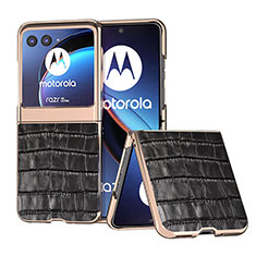 Funda Silicona Goma de Cuero Carcasa B08H para Motorola Moto Razr 40 Ultra 5G Negro