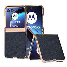 Funda Silicona Goma de Cuero Carcasa B09H para Motorola Moto Razr 40 Ultra 5G Azul