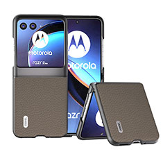 Funda Silicona Goma de Cuero Carcasa B10H para Motorola Moto Razr 40 Ultra 5G Caqui