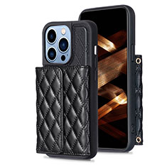 Funda Silicona Goma de Cuero Carcasa BF3 para Apple iPhone 14 Pro Negro