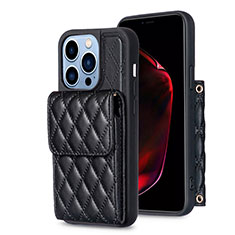 Funda Silicona Goma de Cuero Carcasa BF4 para Apple iPhone 13 Pro Max Negro