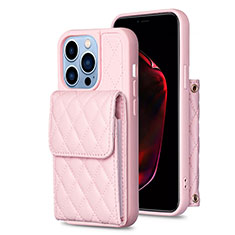 Funda Silicona Goma de Cuero Carcasa BF4 para Apple iPhone 13 Pro Oro Rosa