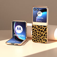 Funda Silicona Goma de Cuero Carcasa BH7 para Motorola Moto Razr 40 Ultra 5G Marron