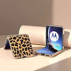 Funda Silicona Goma de Cuero Carcasa BH8 para Motorola Moto Razr 40 Ultra 5G Marron