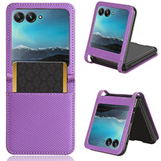 Funda Silicona Goma de Cuero Carcasa BY6 para Motorola Moto Razr 40 Ultra 5G Morado