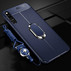 Funda Silicona Goma de Cuero Carcasa con Magnetico Anillo de dedo Soporte A01 para Huawei Honor Magic 2 Azul