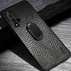 Funda Silicona Goma de Cuero Carcasa con Magnetico Anillo de dedo Soporte K02 para Huawei Honor 20 Negro