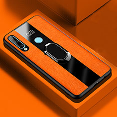 Funda Silicona Goma de Cuero Carcasa con Magnetico Anillo de dedo Soporte para Huawei Enjoy 10 Plus Naranja