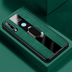 Funda Silicona Goma de Cuero Carcasa con Magnetico Anillo de dedo Soporte para Huawei Enjoy 10 Plus Verde