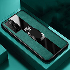Funda Silicona Goma de Cuero Carcasa con Magnetico Anillo de dedo Soporte para Huawei Honor 30S Verde