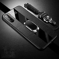 Funda Silicona Goma de Cuero Carcasa con Magnetico Anillo de dedo Soporte para Huawei Mate 40 Lite 5G Negro