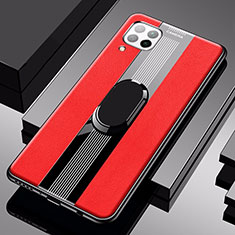 Funda Silicona Goma de Cuero Carcasa con Magnetico Anillo de dedo Soporte para Huawei Nova 7i Rojo
