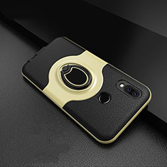 Funda Silicona Goma de Cuero Carcasa con Magnetico Anillo de dedo Soporte para Huawei P20 Lite Oro