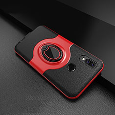 Funda Silicona Goma de Cuero Carcasa con Magnetico Anillo de dedo Soporte para Huawei P20 Lite Rojo