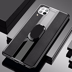 Funda Silicona Goma de Cuero Carcasa con Magnetico Anillo de dedo Soporte para Huawei P40 Lite Negro