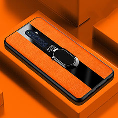 Funda Silicona Goma de Cuero Carcasa con Magnetico Anillo de dedo Soporte para Oppo Reno2 Z Naranja