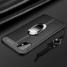 Funda Silicona Goma de Cuero Carcasa con Magnetico Anillo de dedo Soporte para Samsung Galaxy A71 4G A715 Negro