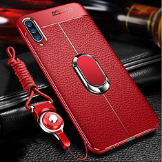 Funda Silicona Goma de Cuero Carcasa con Magnetico Anillo de dedo Soporte para Samsung Galaxy A90 5G Rojo