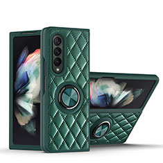 Funda Silicona Goma de Cuero Carcasa con Magnetico Anillo de dedo Soporte para Samsung Galaxy Z Fold4 5G Verde
