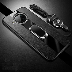 Funda Silicona Goma de Cuero Carcasa con Magnetico Anillo de dedo Soporte para Xiaomi Mi 10T Lite 5G Negro