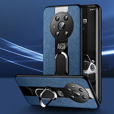 Funda Silicona Goma de Cuero Carcasa con Magnetico Anillo de dedo Soporte PB1 para Huawei Honor Magic3 5G Azul