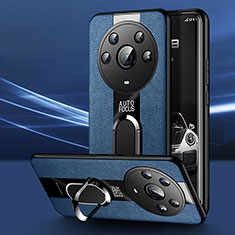 Funda Silicona Goma de Cuero Carcasa con Magnetico Anillo de dedo Soporte PB1 para Huawei Honor Magic3 Pro 5G Azul