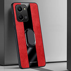 Funda Silicona Goma de Cuero Carcasa con Magnetico Anillo de dedo Soporte PB1 para Huawei Honor X7a Rojo