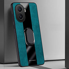 Funda Silicona Goma de Cuero Carcasa con Magnetico Anillo de dedo Soporte PB1 para Huawei Honor X7a Verde