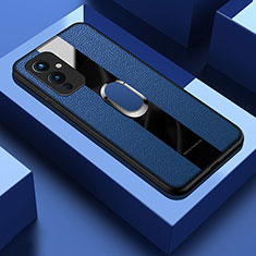 Funda Silicona Goma de Cuero Carcasa con Magnetico Anillo de dedo Soporte PB1 para OnePlus 9 5G Azul