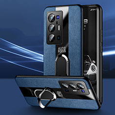 Funda Silicona Goma de Cuero Carcasa con Magnetico Anillo de dedo Soporte PB1 para Vivo X70 Pro+ Plus 5G Azul