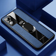 Funda Silicona Goma de Cuero Carcasa con Magnetico Anillo de dedo Soporte PB1 para Xiaomi Mi 11i 5G Azul