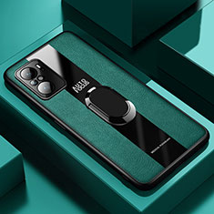 Funda Silicona Goma de Cuero Carcasa con Magnetico Anillo de dedo Soporte PB1 para Xiaomi Mi 11X 5G Verde