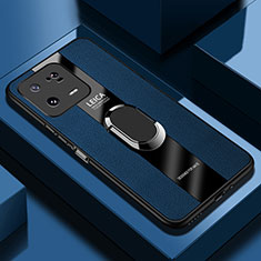Funda Silicona Goma de Cuero Carcasa con Magnetico Anillo de dedo Soporte PB1 para Xiaomi Mi 13 5G Azul