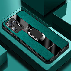 Funda Silicona Goma de Cuero Carcasa con Magnetico Anillo de dedo Soporte PB1 para Xiaomi Mi Mix 4 5G Verde