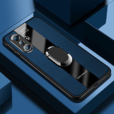 Funda Silicona Goma de Cuero Carcasa con Magnetico Anillo de dedo Soporte PB1 para Xiaomi Poco F3 GT 5G Azul