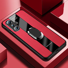 Funda Silicona Goma de Cuero Carcasa con Magnetico Anillo de dedo Soporte PB1 para Xiaomi Poco F3 GT 5G Rojo