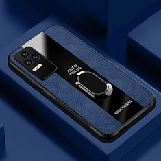 Funda Silicona Goma de Cuero Carcasa con Magnetico Anillo de dedo Soporte PB1 para Xiaomi Poco F4 5G Azul