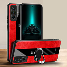 Funda Silicona Goma de Cuero Carcasa con Magnetico Anillo de dedo Soporte PB1 para Xiaomi Poco F4 GT 5G Rojo