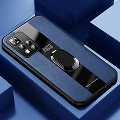 Funda Silicona Goma de Cuero Carcasa con Magnetico Anillo de dedo Soporte PB1 para Xiaomi Poco X4 NFC Azul