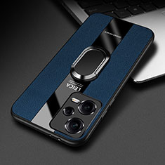 Funda Silicona Goma de Cuero Carcasa con Magnetico Anillo de dedo Soporte PB1 para Xiaomi Poco X5 5G Azul