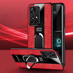 Funda Silicona Goma de Cuero Carcasa con Magnetico Anillo de dedo Soporte PB1 para Xiaomi Redmi 10 4G Rojo