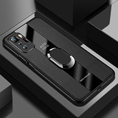 Funda Silicona Goma de Cuero Carcasa con Magnetico Anillo de dedo Soporte PB1 para Xiaomi Redmi Note 10 Pro 5G Negro