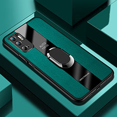 Funda Silicona Goma de Cuero Carcasa con Magnetico Anillo de dedo Soporte PB1 para Xiaomi Redmi Note 10T 5G Verde
