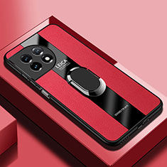 Funda Silicona Goma de Cuero Carcasa con Magnetico Anillo de dedo Soporte PB2 para OnePlus Ace 2 Pro 5G Rojo