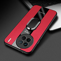 Funda Silicona Goma de Cuero Carcasa con Magnetico Anillo de dedo Soporte PB2 para Vivo X90 Pro 5G Rojo